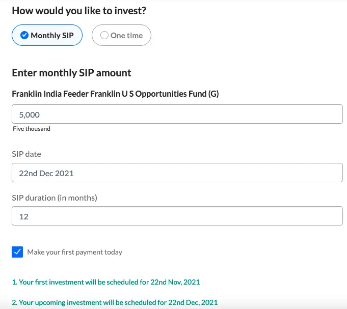 Fill SIP Details