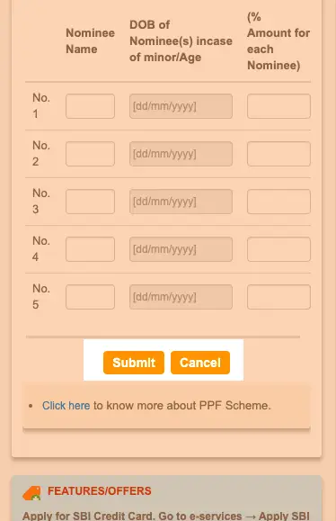 Submit SBI PPF Account Online