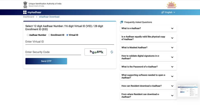 download aadhaar using virtual id